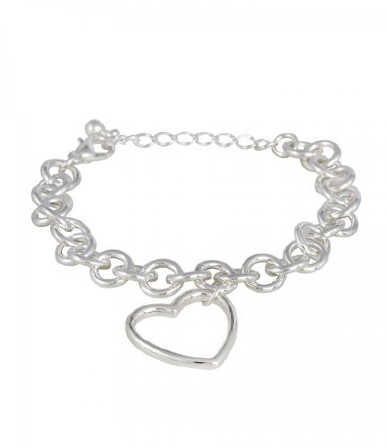 SIX "Lettering" silbernes Glieder Armband mit Herz Anhänger (382-025) 